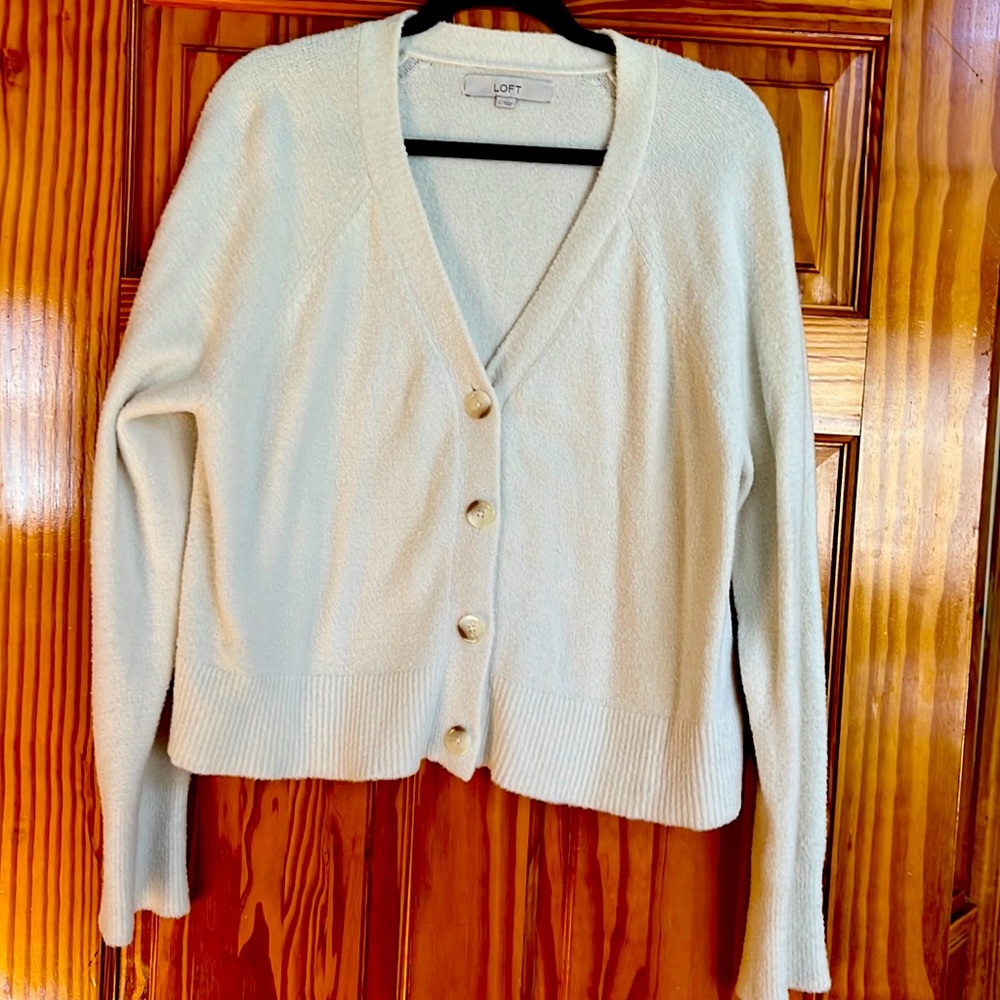 Loft, cream, color, cardigan, size large